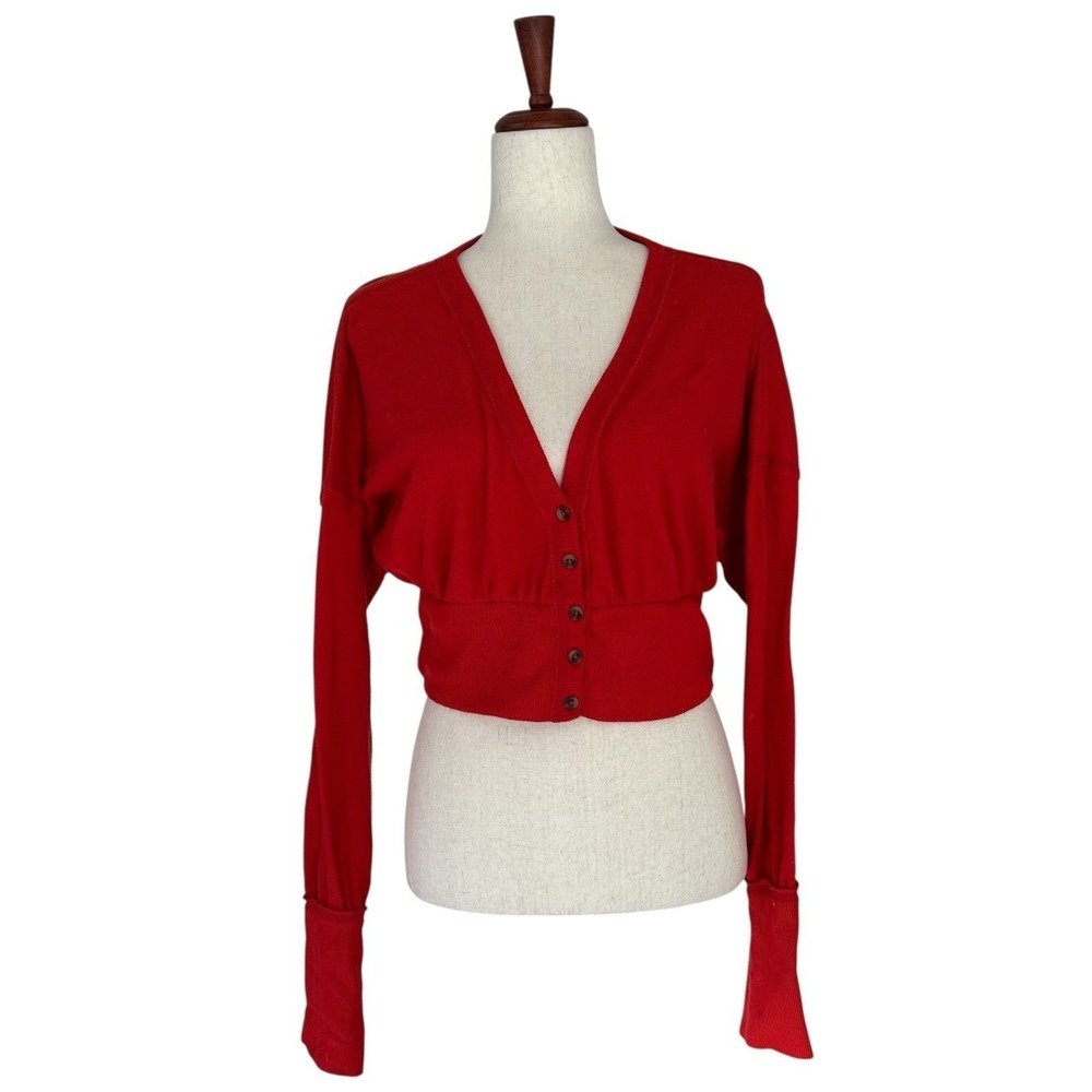 Urban‎ Outfitters Sweater Women's Large Cropped Farley Button Up Cardigan Boho
